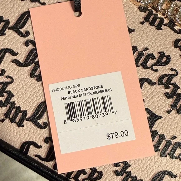 Juicy Couture Y2K Monogram Shoulder Bag Sandstone NWT Charm Gold - Picture 2 of 9